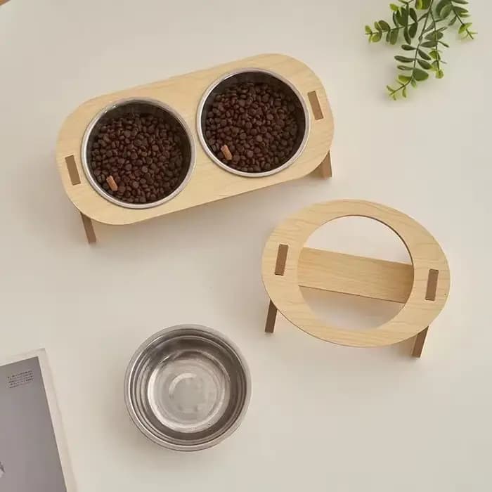 Mangeoire pour animaux de compagnie Double bol de nourriture pour chat avec conception Anti-coups récipient