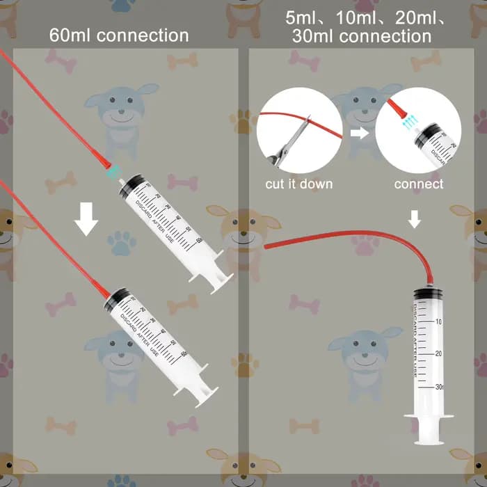 Kit de tube d'alimentation rouge pour chiot et chaton