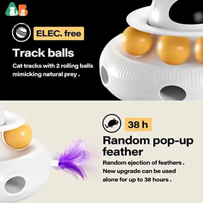ATUBAN Jouets interactifs 4-en-1 pour chats avec bâton de chat intelligent rechargeable par USB