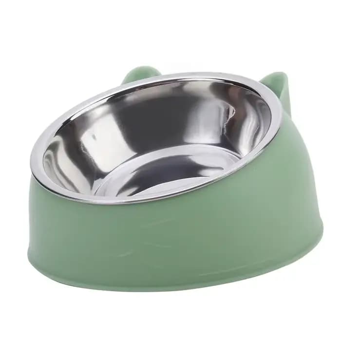 1pc chat bol belle créative incliné chaton chiot nourriture bols d'alimentation en acier inoxydable chats boire