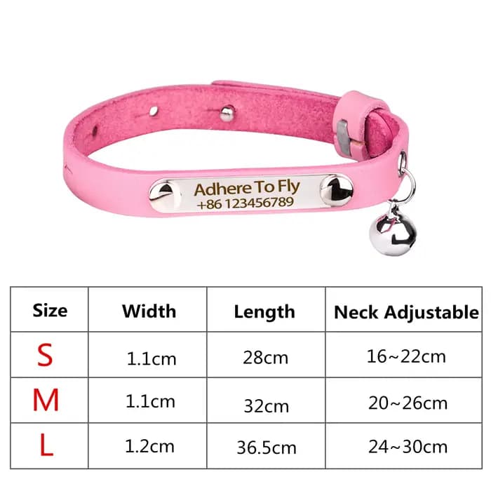 Collier de chat personnalisé réglable en cuir colliers de chats de compagnie