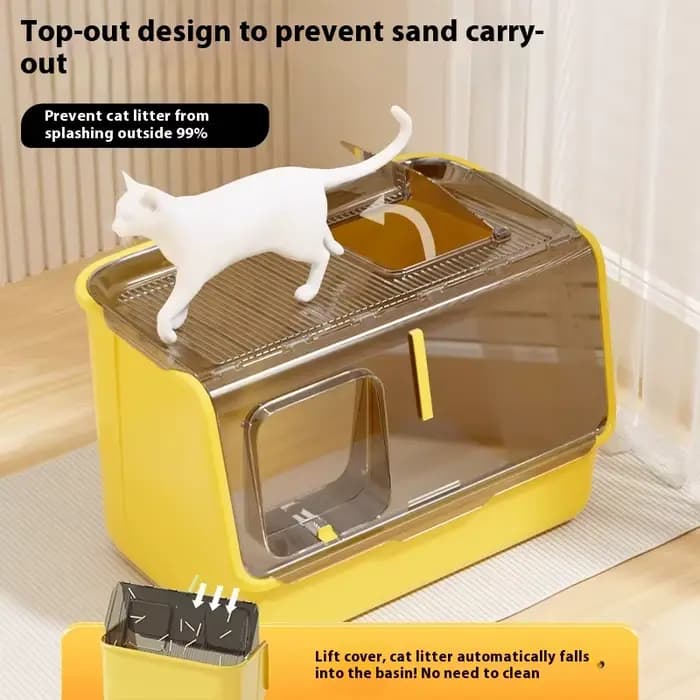 Bac à litière pour chat entièrement fermé, Extra Large, Anti-éclaboussures, Anti-odeur, empêche le suivi de la sortie supérieure, toilettes pour chaton