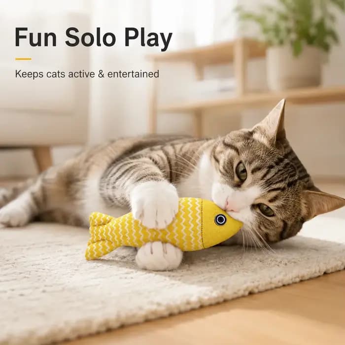 Jouet pour chat en forme de poisson en lin avec herbe à chat