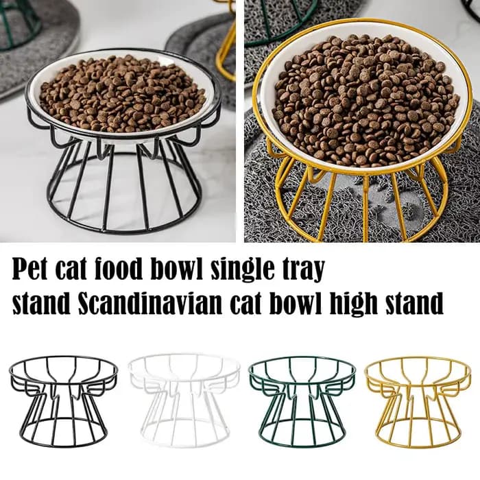 Support surélevé en métal pour gamelles de chat – Gamelle surélevée pour animaux de compagnie – Distributeur de nourriture et de friandises en céramique pour chats et chiens – Accessoires d'alimentati