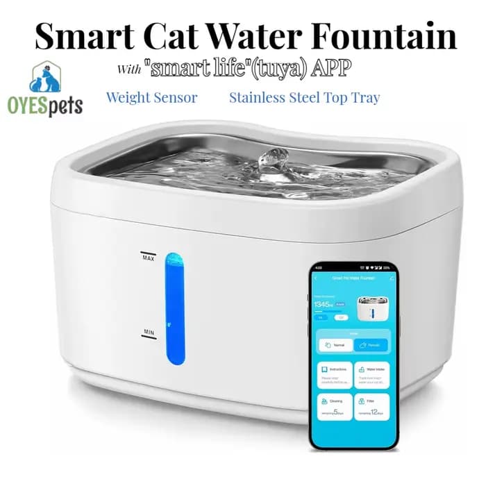Fontaine d'eau automatique pour animaux de compagnie avec capteur de poids en acier inoxydable