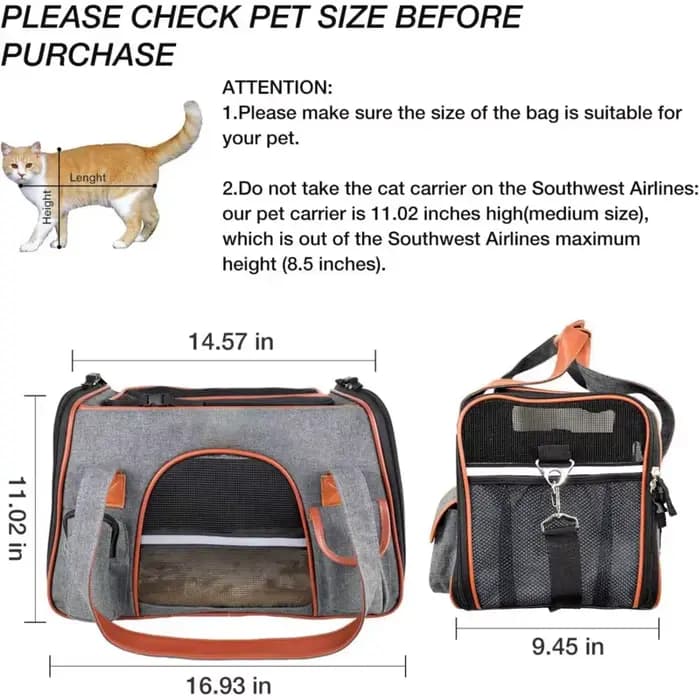 Sac de voyage pour animaux de compagnie, porte-chien et chat, approuvé par la compagnie aérienne, face souple, siège de voiture, Carrie sûr
