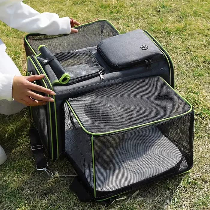Sac de transport pliable pour chat de grande capacité