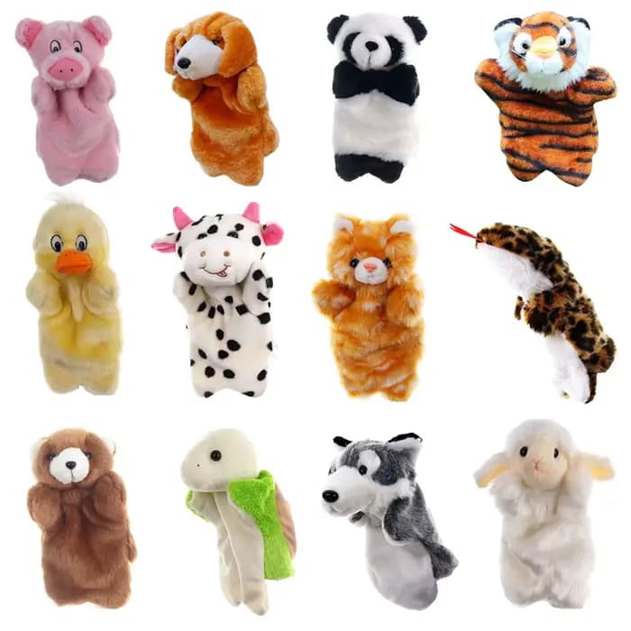 Marionnettes à main en peluche en forme de chat
