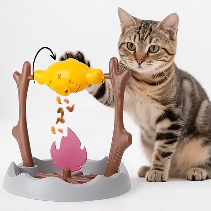 Jouet interactif en forme de barbecue en plein air pour chat