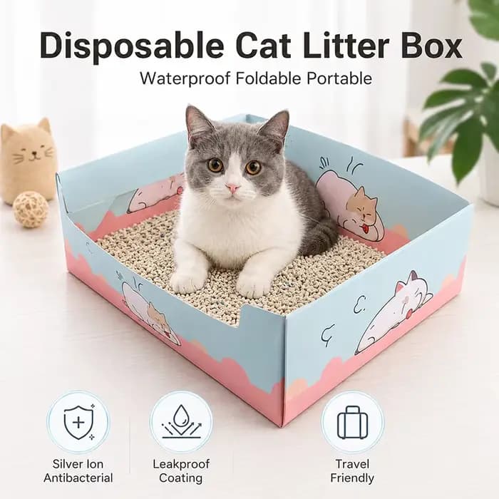 Bac à litière jetable pour chat, pliable, portable, pour voyage, pour intérieur et extérieur, accessoires pour chat, 1/3 pièces