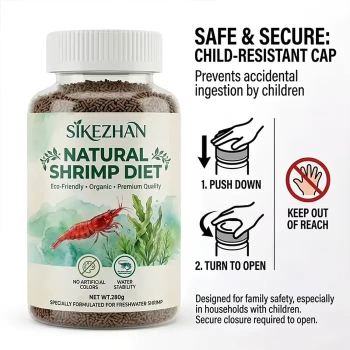 Nourriture pour crevettes biologiques 280g, alimentation naturelle écologique pour crevettes d'aquarium d'eau douce, nutrition équilibrée, granulés coulants