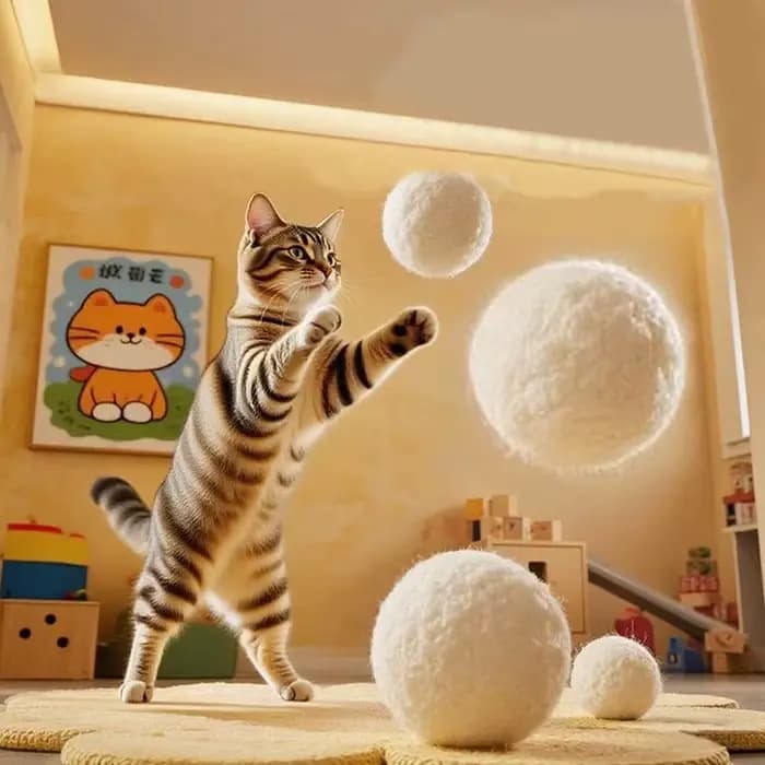 Jouet pour chat : Balle en laine silencieuse pour le plaisir autonome