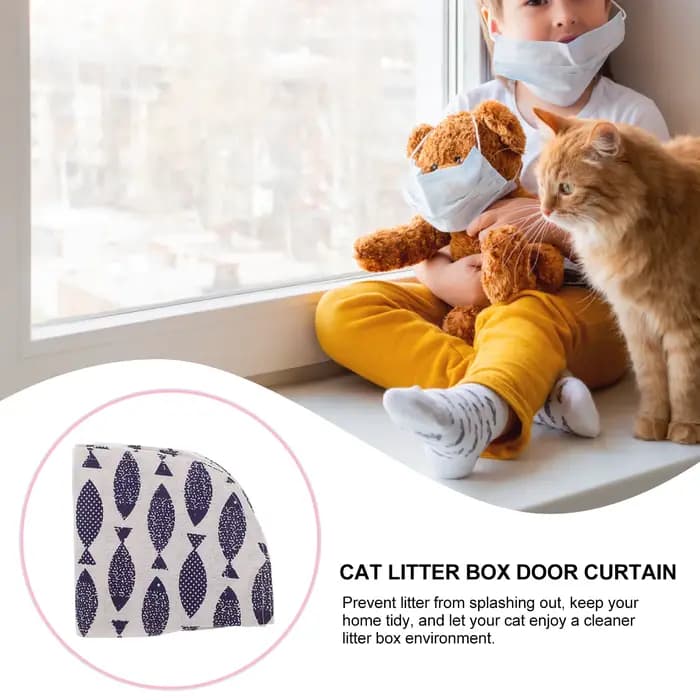 Petit rideau de porte de bac à litière pour chat