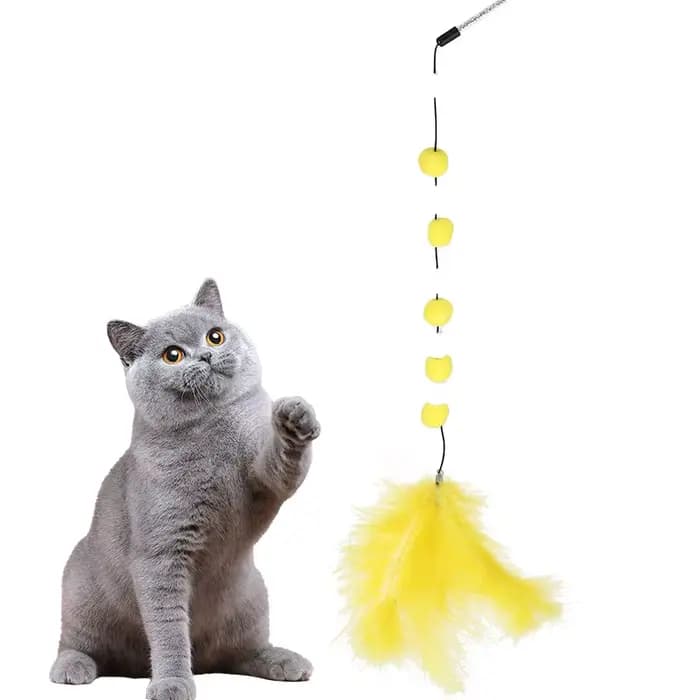 이Funny chaton chat Teaser jouet interactif tige avec cloche et plumes jouets pour créatif lapin bande de cheveux chastant des accessoires pour animaux de compagnie