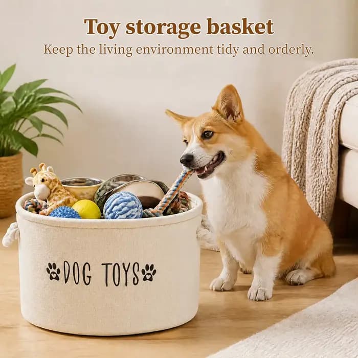 Panier de rangement pour jouets d'animaux, boîte de rangement spéciale pour chiens et chats, conteneur de grande capacité, accessoires d'organisation pour animaux de compagnie