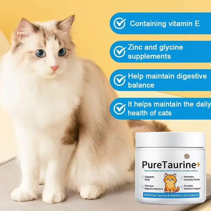 Taurine pour chats 200g – Complément en poudre pour soutenir la santé cardiaque et assurer une alimentation quotidienne