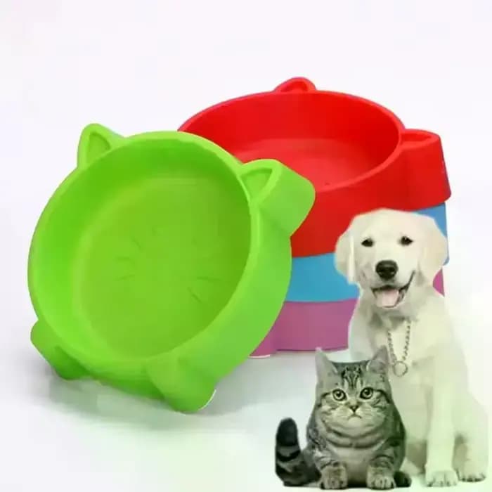 Bol pour animaux de compagnie avec design oreilles de chat mignonnes - Distributeur de nourriture et d'eau en plastique