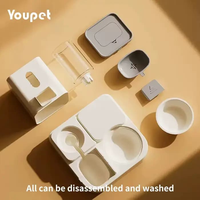 Bol pour chat mangeoire automatique avec conception anti-déversement avec fontaine d'eau distributeur de nourriture