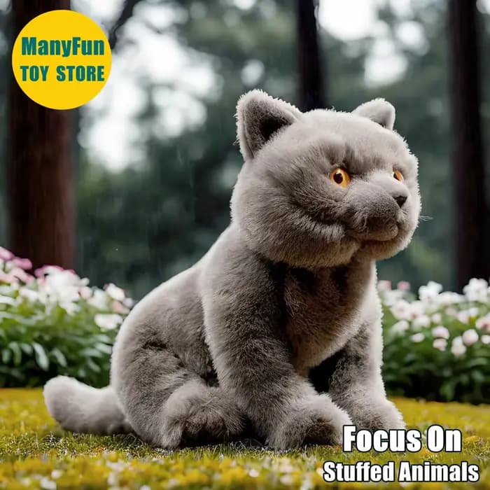 Jouet en peluche British Shorthair réaliste-animal en peluche chat britannique bleu réaliste, peluche bleu russe, cadeau de poupée de Simulation