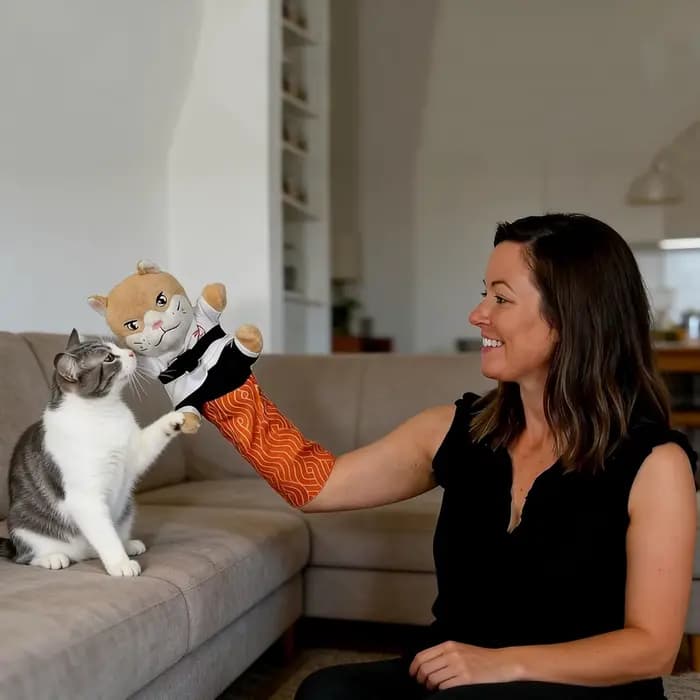 Marionnette de main de lutteur de sumo pour chat