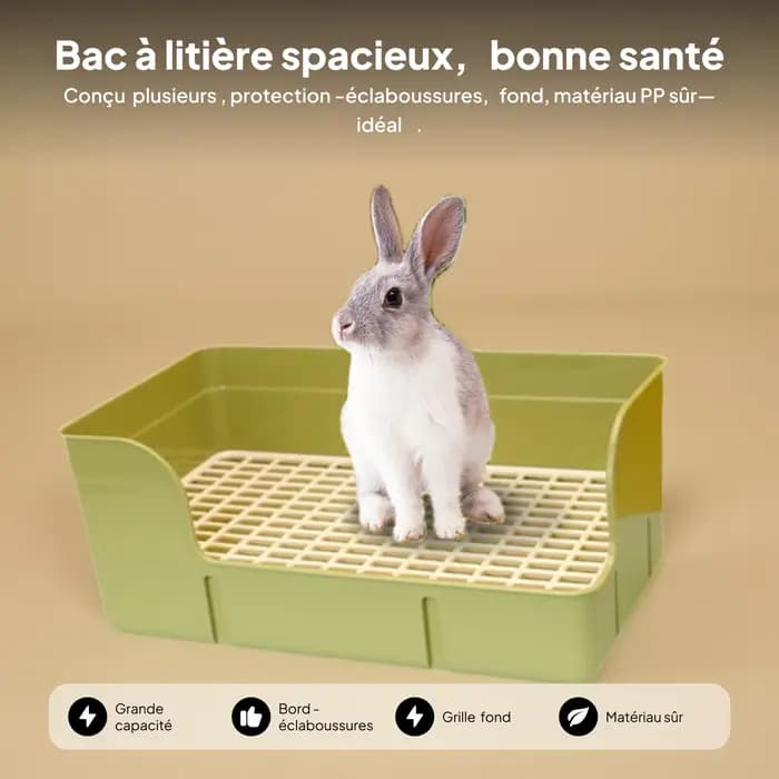 Bac à litière d'angle pour lapins, hamsters, furets, cochons d'Inde et petits animaux – Plateau urinoir pour cage