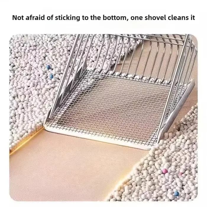 Pelle à litière pour chat avec manche en bois, pelle en métal avec crochet, outil de nettoyage portable en acier inoxydable pour toilettes de chatons, produits pour animaux de compagnie