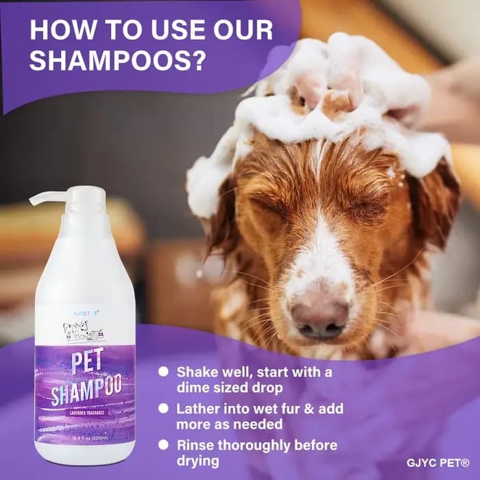Shampoo pour animaux hypoallergénique chiens chats - Parfum naturel à la lavande Nettoyage en profondeur Désodorisant Hydratant Sans larmes Doux pour peaux sensibles