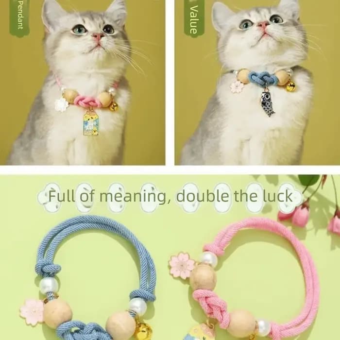 Collier anti-puces ethnique pour chat avec clochettes