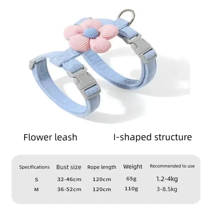 Ensemble Harnais et Laisse pour Chat Motif Fleur Mignon