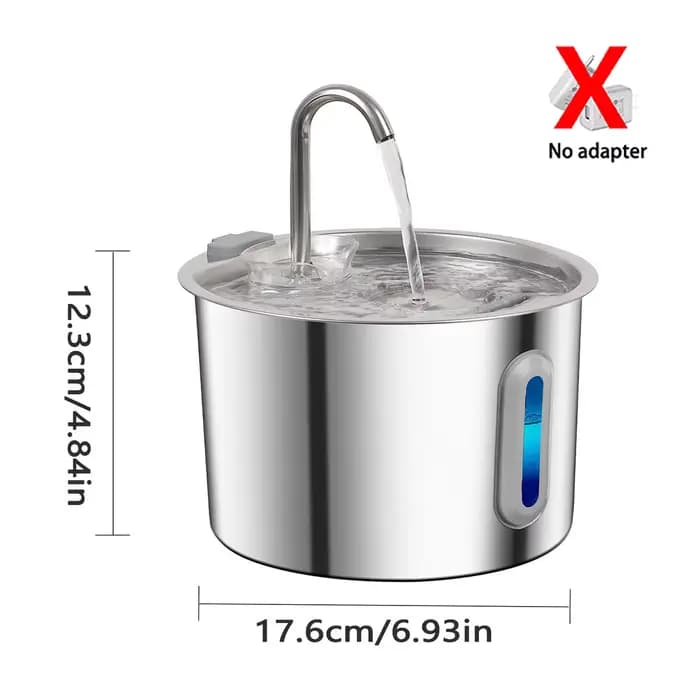 Fontaine à eau pour chat en acier inoxydable avec 4 filtres