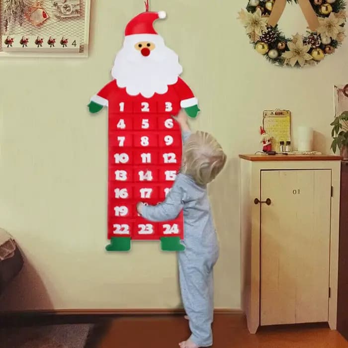 Calendrier de l'Avent de Noël réutilisable avec poches pour 24 jours