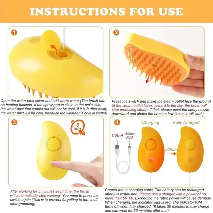 Brosse à vapeur pour chat