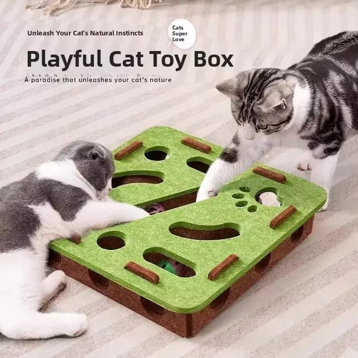 Puzzle en feutre vert pour chat