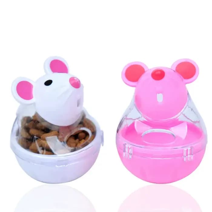 Distributeur de nourriture pour animaux de compagnie, jouet pour chat, souris roulante, distributeur de nourriture avec fonction de fuite, outil de jeu d'entraînement amusant pour chatons et chats