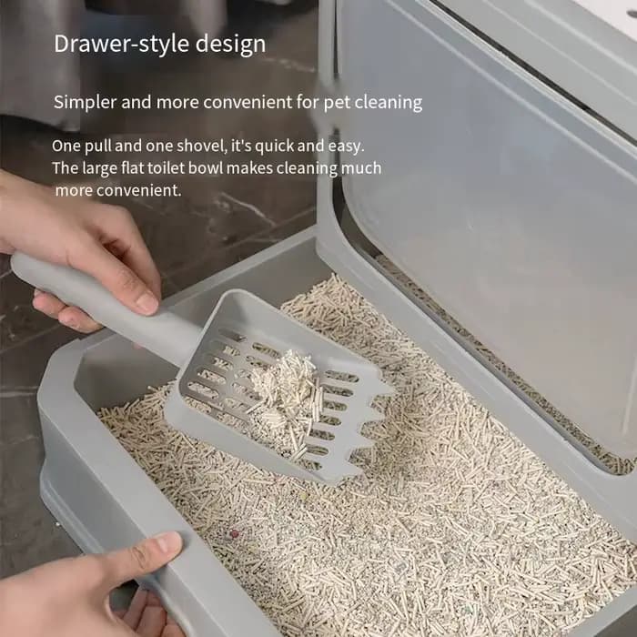 Grande boîte à litière pour chat entièrement fermée avec tiroirs pliants pour l'élimination des odeurs