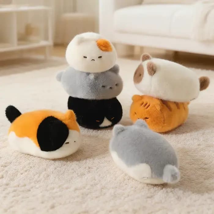 Peluche chat siamois couché noir de 13 cm, jouet réaliste de dessin animé, poupée chaton, animal au toucher artificiel, cadeau d'anniversaire pour enfants et filles