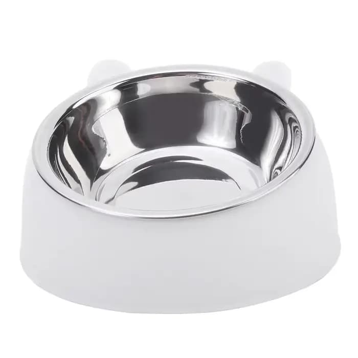 1pc chat bol belle créative incliné chaton chiot nourriture bols d'alimentation en acier inoxydable chats boire