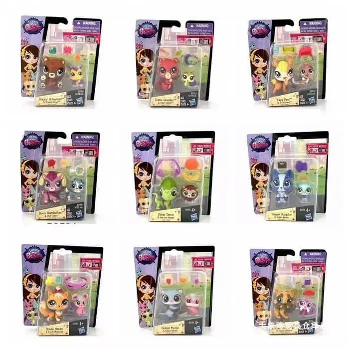 Hasbro Littlest Pet Shop chat jouet Rare poupées supports cheveux courts figurines Collection Original Bobble tête jouets pour enfants cadeaux