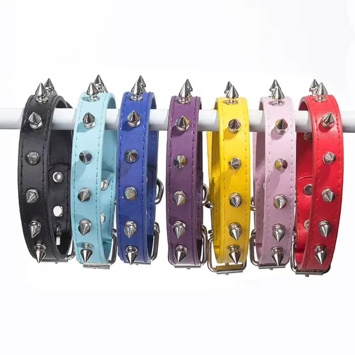 Collier pour chat en cuir anti-morsure, collier pour chat clouté avec pointes, collier réglable pour petits chiens, chiots, chatons, accessoires pour animaux de compagnie