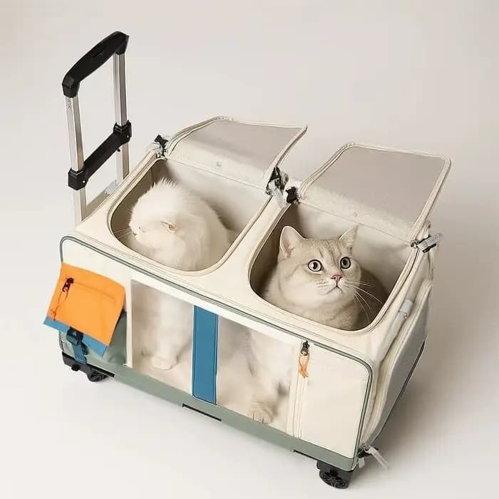 Porte-chat Extra Large avec roulettes-poussette pliable pour animaux de compagnie pour 2 chats
