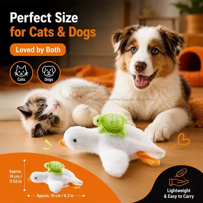 Jouet interactif pour chat : canard réaliste motorisé avec des sons de couinement et des ailes qui battent