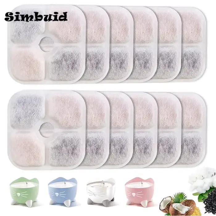Ensemble de 6/12 filtres de remplacement pour fontaine d'eau pour animaux de compagnie