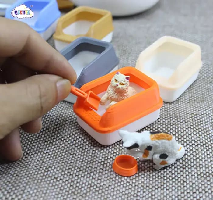 Litière Miniature pour Chat, Maison de Courses, Modèle de Mini Pelle, Fournitures pour Animaux de Compagnie, Beurre, Bricolage, Accessoires de Décoration, Jouet, 3 Pièces/Ensemble, 1:12