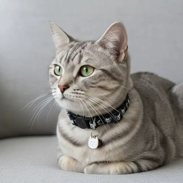 Collier réglable pour chat avec boucle de sécurité à dégagement rapide, motif chat avec pendentif visage de chat et clochette, anti-perte