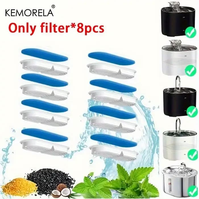Filtre distributeur d'eau à charbon actif pour chat, 8/12 pièces, adapté aux distributeurs d'eau, pièges, impuretés et améliore le goût, respectueux des animaux de compagnie