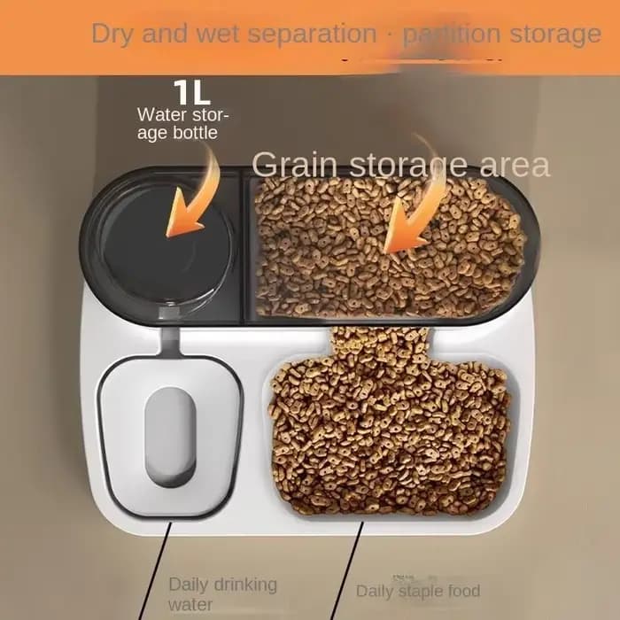 Distributeur automatique de nourriture pour chat de grande capacité, bol d'eau potable, fournitures pour animaux de compagnie, séparation humide et sèche, récipient de nourriture pour chien