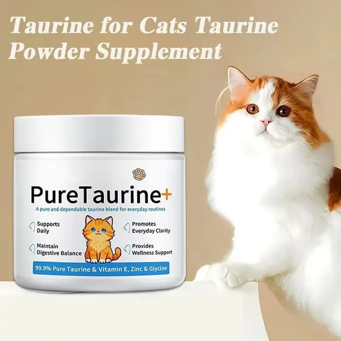 Taurine pour chats 200g – Complément en poudre pour soutenir la santé cardiaque et assurer une alimentation quotidienne