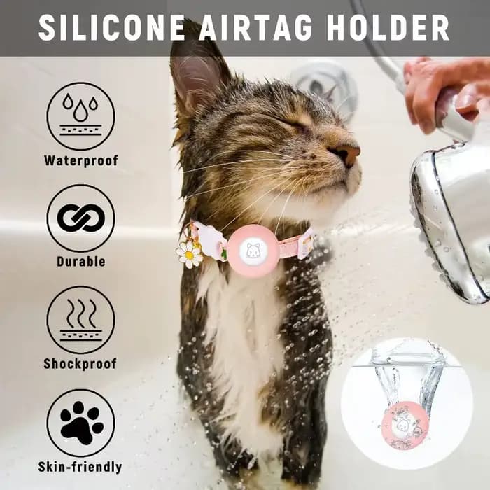 Étui Airtag collier de chat chaton avec cloches et fleur charme Tracker colliers réglables pour chatons et chiots localisateur Anti-perte
