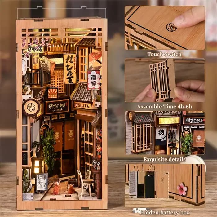 Maison miniature DIY Cat's Alley - Kit de coin livre en bois 3D