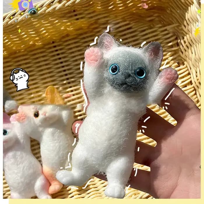 Jouet anti-Stress pour chat floqué mignon et Squishy